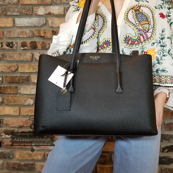 kate spade Bags Kate Spade Margaux Leather Work Tote Black Laptop